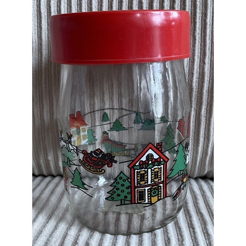 Vintage Carlton Glass Jar w/ Lid Storage Christmas Decor 6 1/2" Retro 12 5